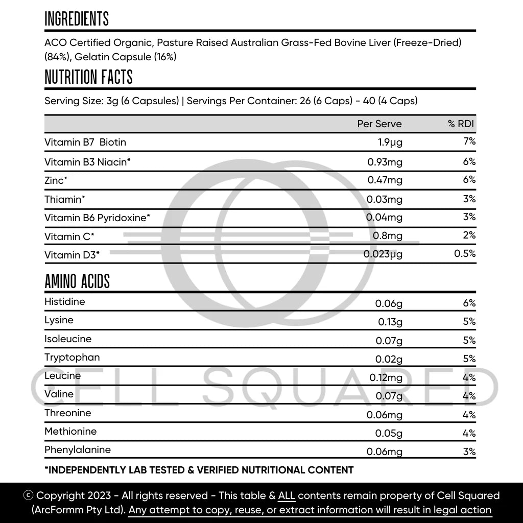 Organic Grass-Fed Beef Liver - 160 Capsules