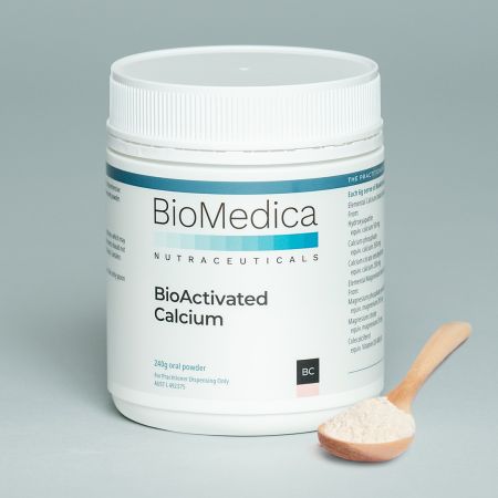 BioMedica BioActivated Calcium 240g Vanilla Triple Form Calcium Bone Health Powder Australia Health Potential