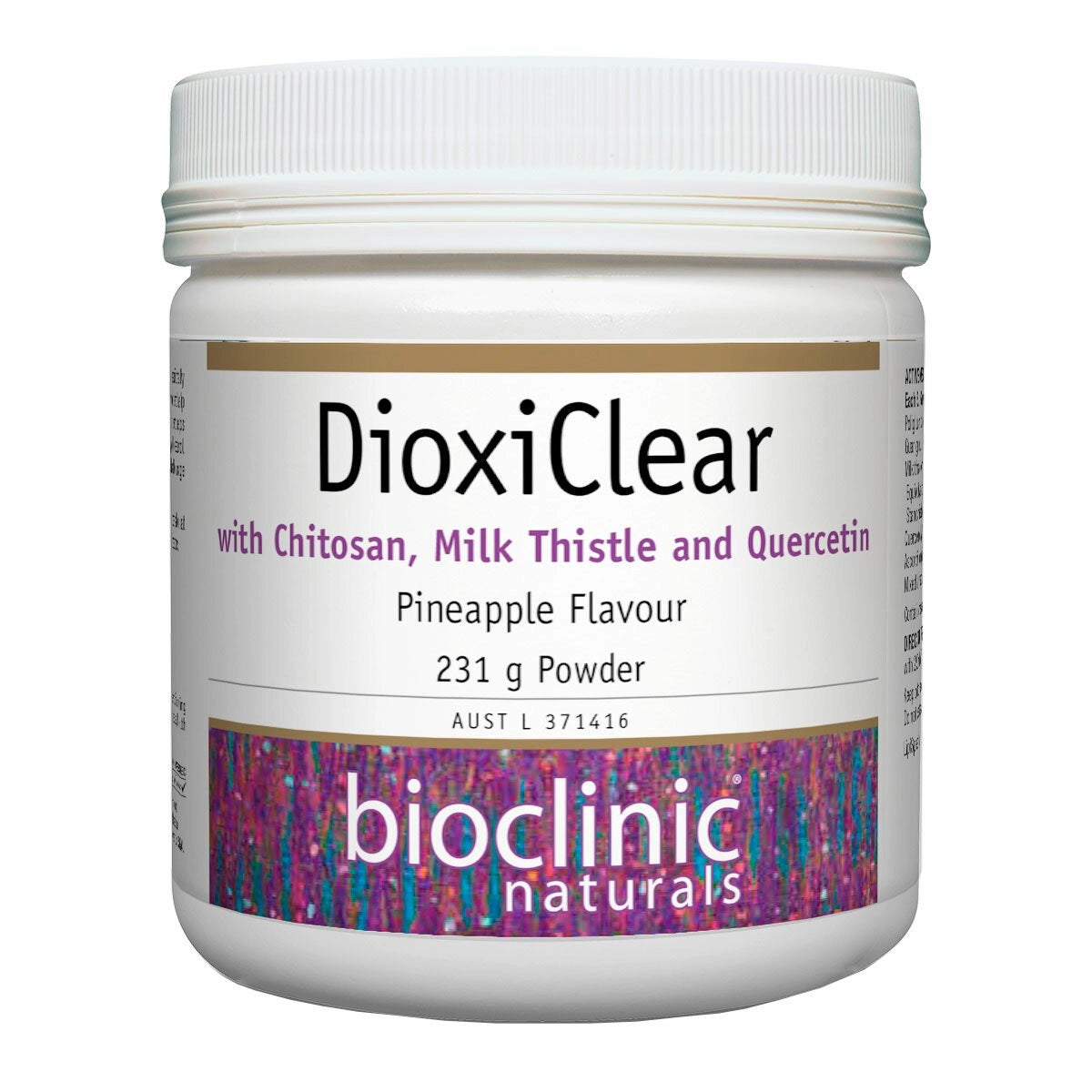 Bioclinic Naturals DioxiClear 231g pineapple powder liver detox milk thistle quercetin chitosan antioxidant Australia Health Potential