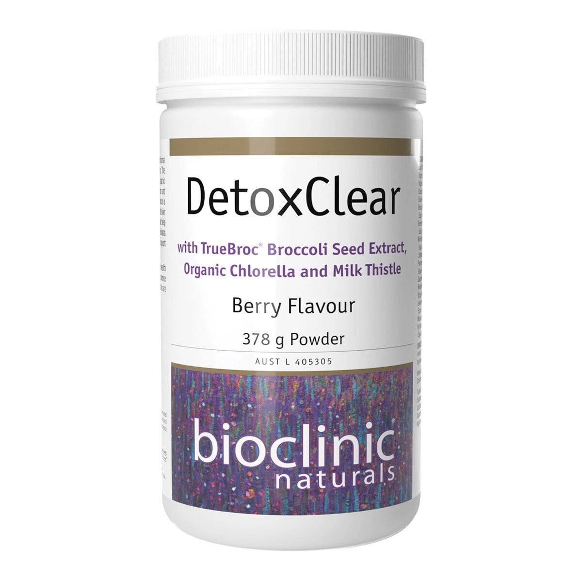 Bioclinic Naturals DetoxClear 378g berry powder liver detox milk thistle broccoli extract chlorella spirulina active B vitamins Australia Health Potential