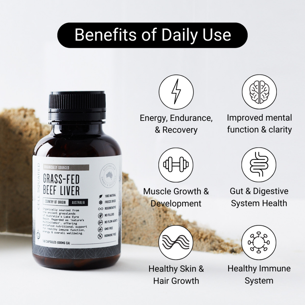 Organic Grass-Fed Beef Liver - 160 Capsules