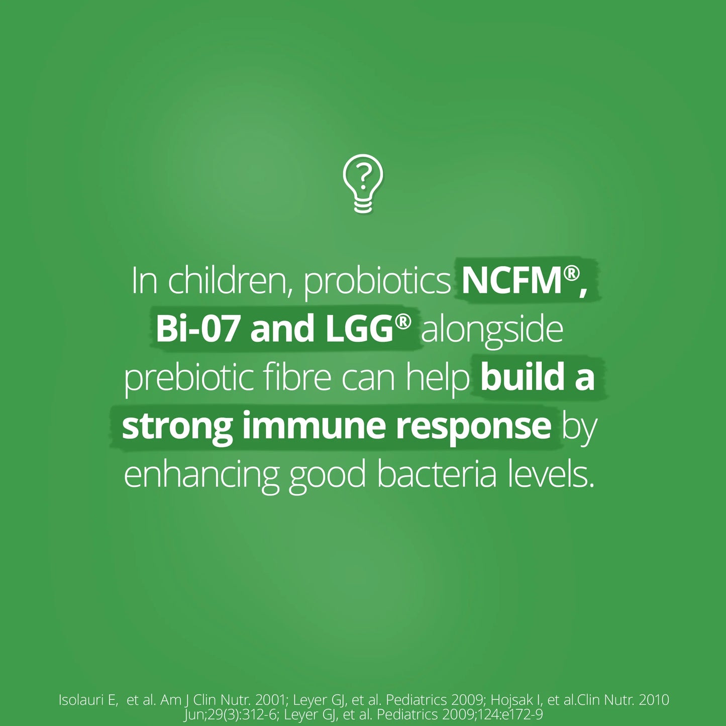 Metagenics UltraFlora Kids Care Probiotic science tile NCFM Bi-07 LGG prebiotic fibre strong immune response good bacteria children Australia Health Potential