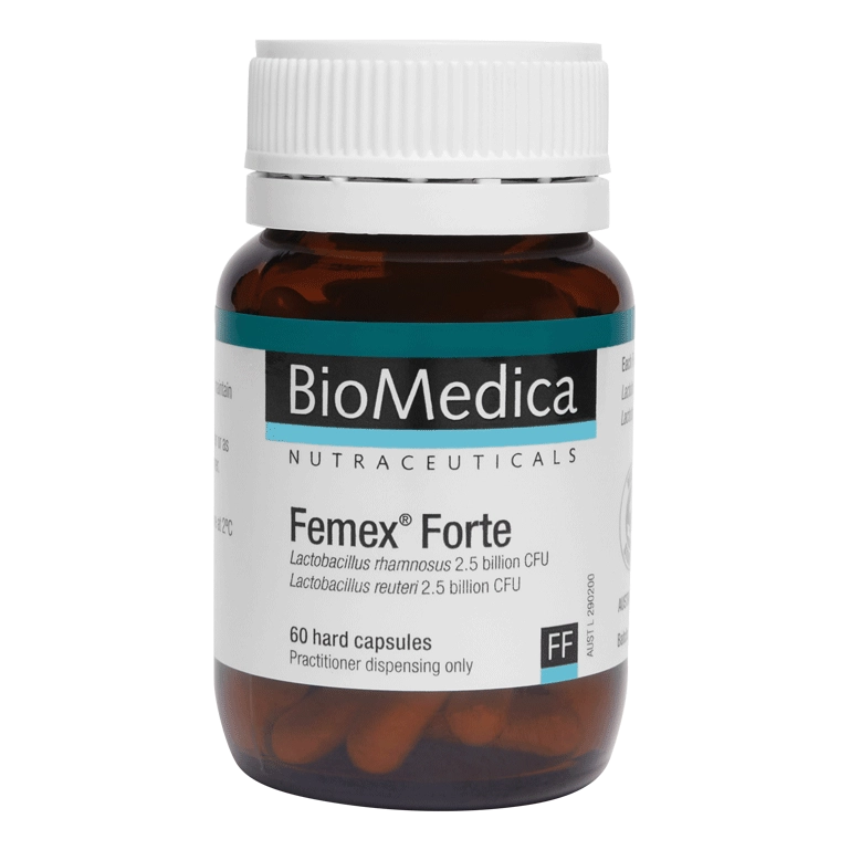 BioMedica Femex Forte 60 caps Lactobacillus GR1 RC14 Womens Probiotic Vaginal Microflora Urinary Tract Digestive Support Australia Health Potential