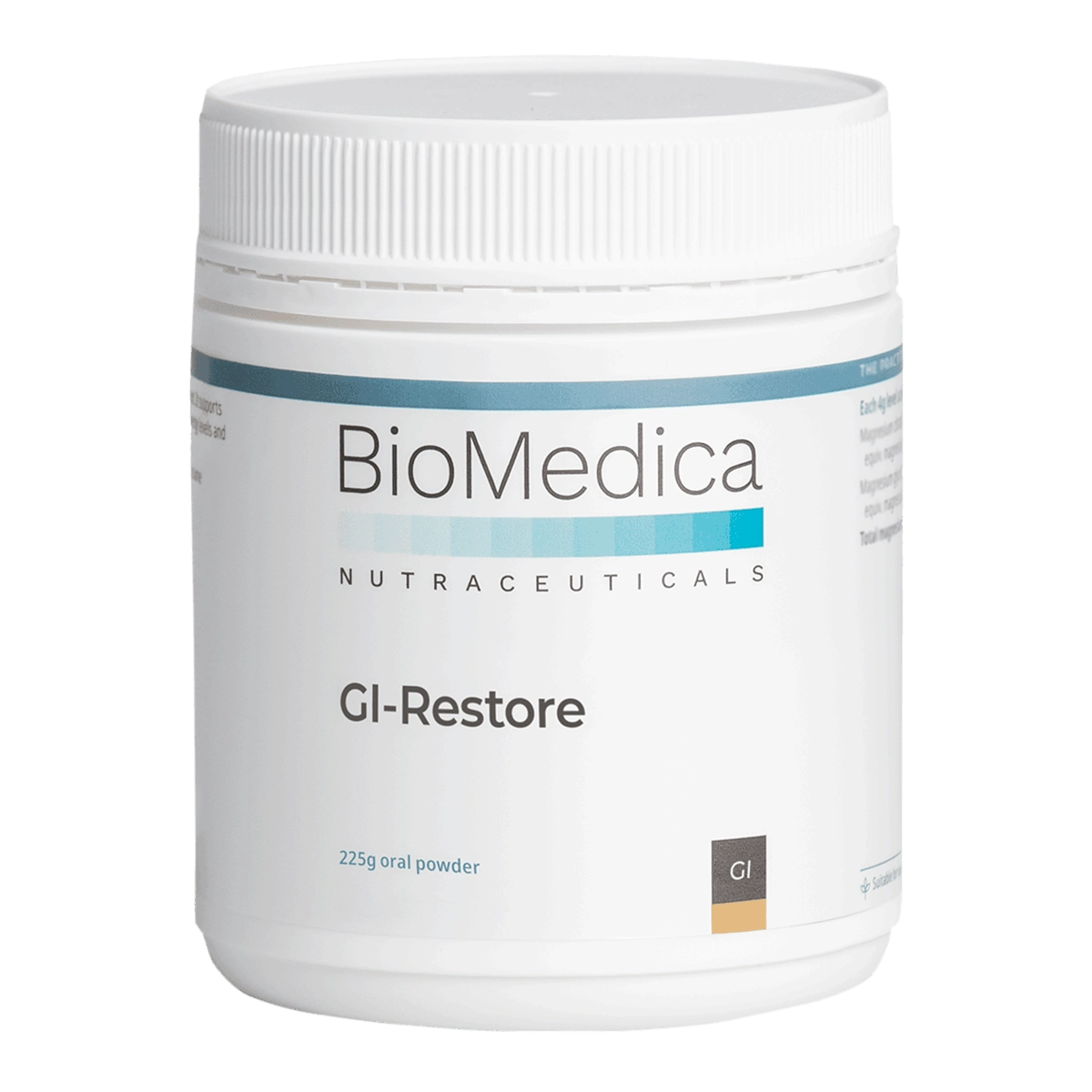 BioMedica GI-Restore 225g powder Low FODMAP Prebiotic Gut Microbiome Support Sunfibre Acacia Low FODMAP Prebiotic Fibre Powder Australia Health Potential