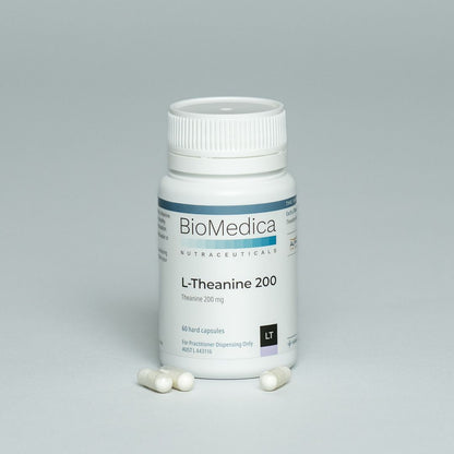 BioMedica L-Theanine 200 60 caps AlphaWave L-Theanine Small Capsule Mental Focus Australia Health Potential