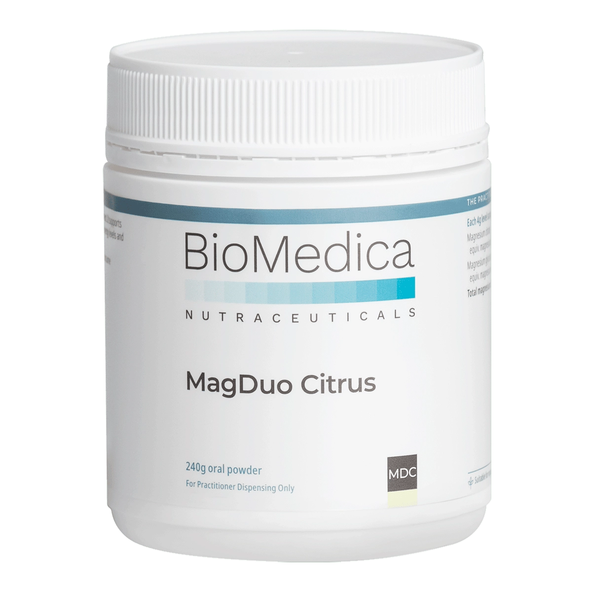 BioMedica MagDuo Citrus 240g Magnesium Muscle Sleep Energy Nervous System Support Australia Dual Form Magnesium Citrus Flavour Soluble Powder Health Potential