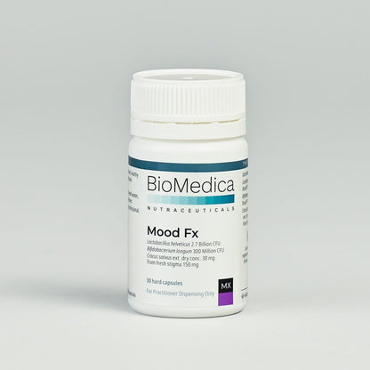 BioMedica Mood Fx 30 caps Saffron Cerebiome Psychobiotic Mood Stress Anxiety Balance Gut Brain Axis Emotional Wellbeing Support Australia Health Potential