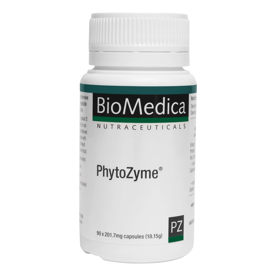 BioMedica PhytoZyme 90 capsComprehensive Vegan Digestive Enzyme Blend Nutrient Assimilation Support Australia Health Potential