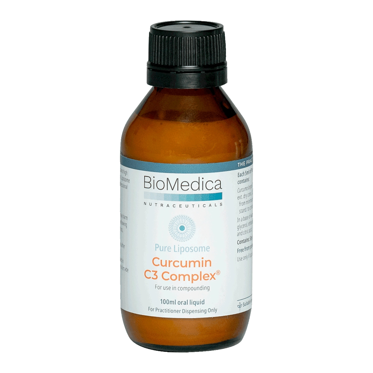 BioMedica Pure Liposome Curcumin C3 100mL Vegan PEG Free Liposomal Curcumin Liquid Antioxidant Inflammation Healthy Ageing Support Australia Health Potential