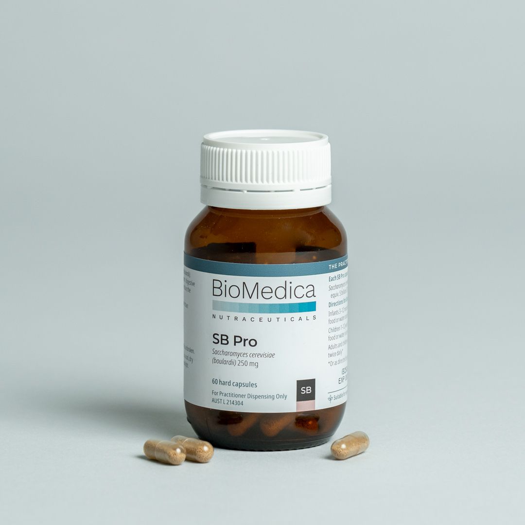 BioMedica SB Pro 60 caps Lactose Free Saccharomyces Boulardii Travel Probiotic Capsules Australia Health Potential