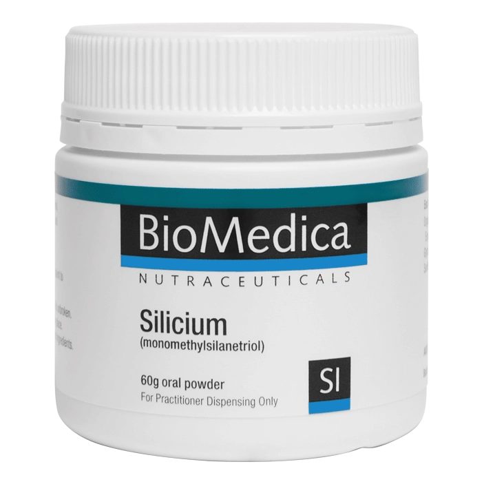 BioMedica Silicium 60g powder Silicon Collagen Bone Connective Tissue Joint Support hair skin nails silicon Australia Health Potential