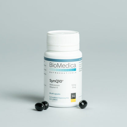 BioMedica SynQ10 60 caps Ubiquinone Ubiquinol Rice Bran Oil CoQ10 Softgel Australia Health Potential
