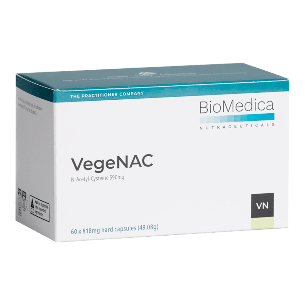 BioMedica VegeNAC 60 caps Vegan NAC Blister Pack No Powder Glutathione Precursor Glutathione Antioxidant Immune Liver Support Australia Health Potential