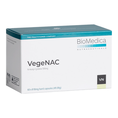 BioMedica VegeNAC 60 caps Vegan NAC Blister Pack No Powder Glutathione Precursor Glutathione Antioxidant Immune Liver Support Australia Health Potential