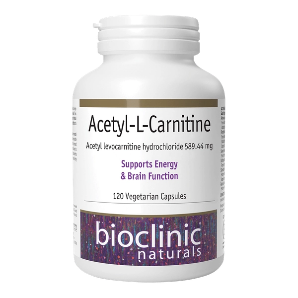 Bioclinic Naturals Acetyl-L-Carnitine 120 veg caps brain nervous system neurotransmitter energy fatty acid metabolism Australia Health Potential