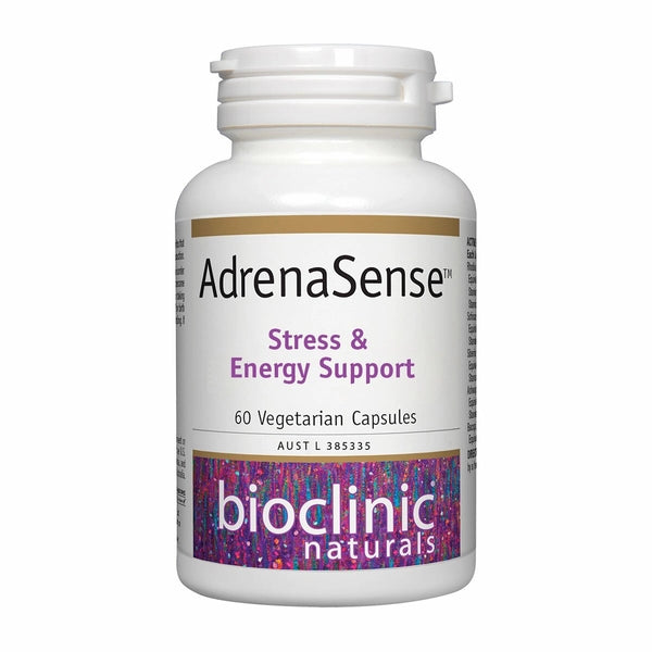 Bioclinic Naturals AdrenaSense 60 caps ashwagandha rhodiola SOD Extramel stress energy mood adrenal Australia Health Potential