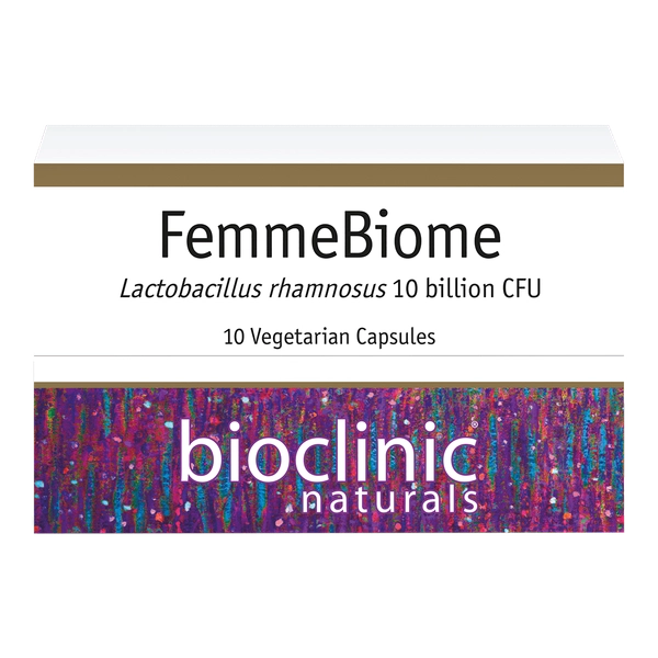 Bioclinic Naturals FemmeBiome 10 VegeCaps patented probiotic vaginal microbiome BV relief vaginal pH discharge Australia Health Potential