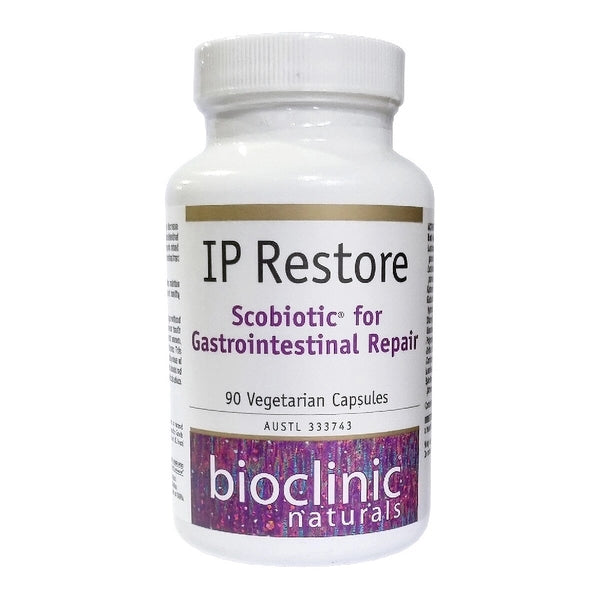 Bioclinic Naturals IP Restore 90 VegeCaps Scobiotic gut repair leaky gut intestinal permeability probiotics mushrooms Australia Health Potential