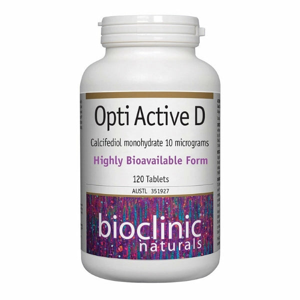 Bioclinic Naturals Opti Active D 120 tablets calcifediol active vitamin D bone health immune function bioavailable Australia Health Potential