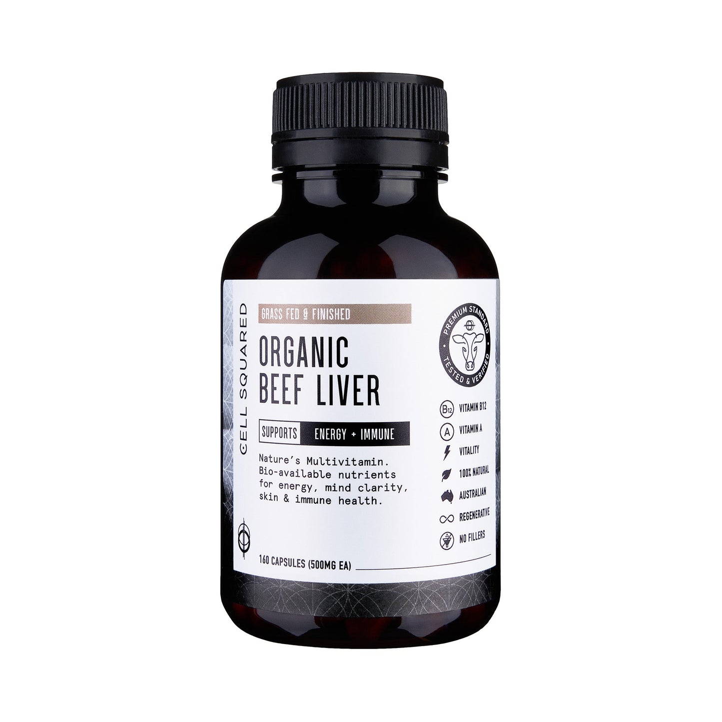 Organic Grass-Fed Beef Liver - 160 Capsules