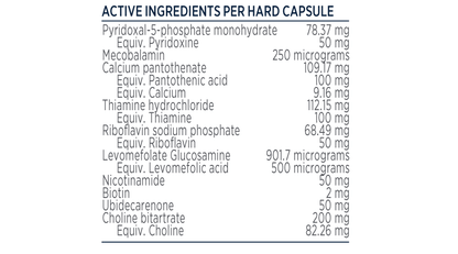 Designs for Health B Supreme 60 caps Quatrefolic Activated B Complex Ingredients Panel Australia Health Potential