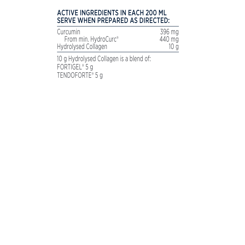Designs for Health Complete Joint Collagen 330g Raspberry FORTIGEL TENDOFORTE HydroCurc Ingredients Panel Australia Health Potential