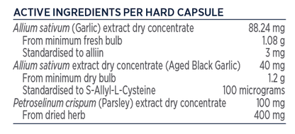 Designs for Health Garlic Synergy 60 caps SAC Alliin Dual Garlic Ingredients Panel Australia Health Potential