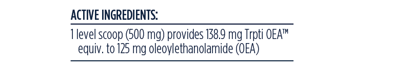 Designs for Health OEA 30g Trpti OEA LipiSperse Oleoylethanolamide Ingredients Panel Australia Health Potential