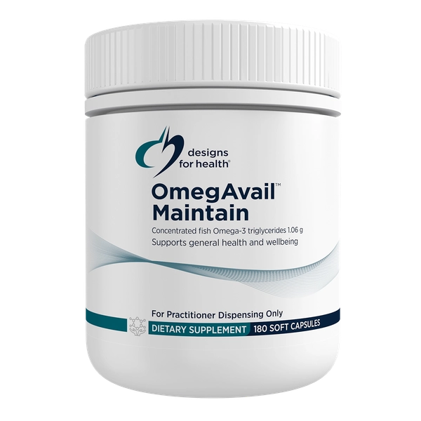 Designs for Health OmegAvail Maintain 180 caps VivoMega Pure Omega3 Cardiovascular Brain Eye Health Australia Health Potential