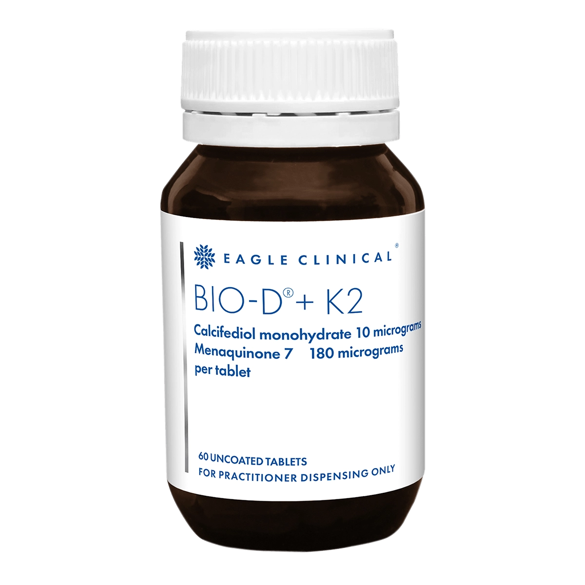 Eagle Clinical Bio-D K2 60 tabs Calcifediol MenaQ7 Vitamin D K2 Bone Cardiovascular Immune Muscle Support Australia Health Potential