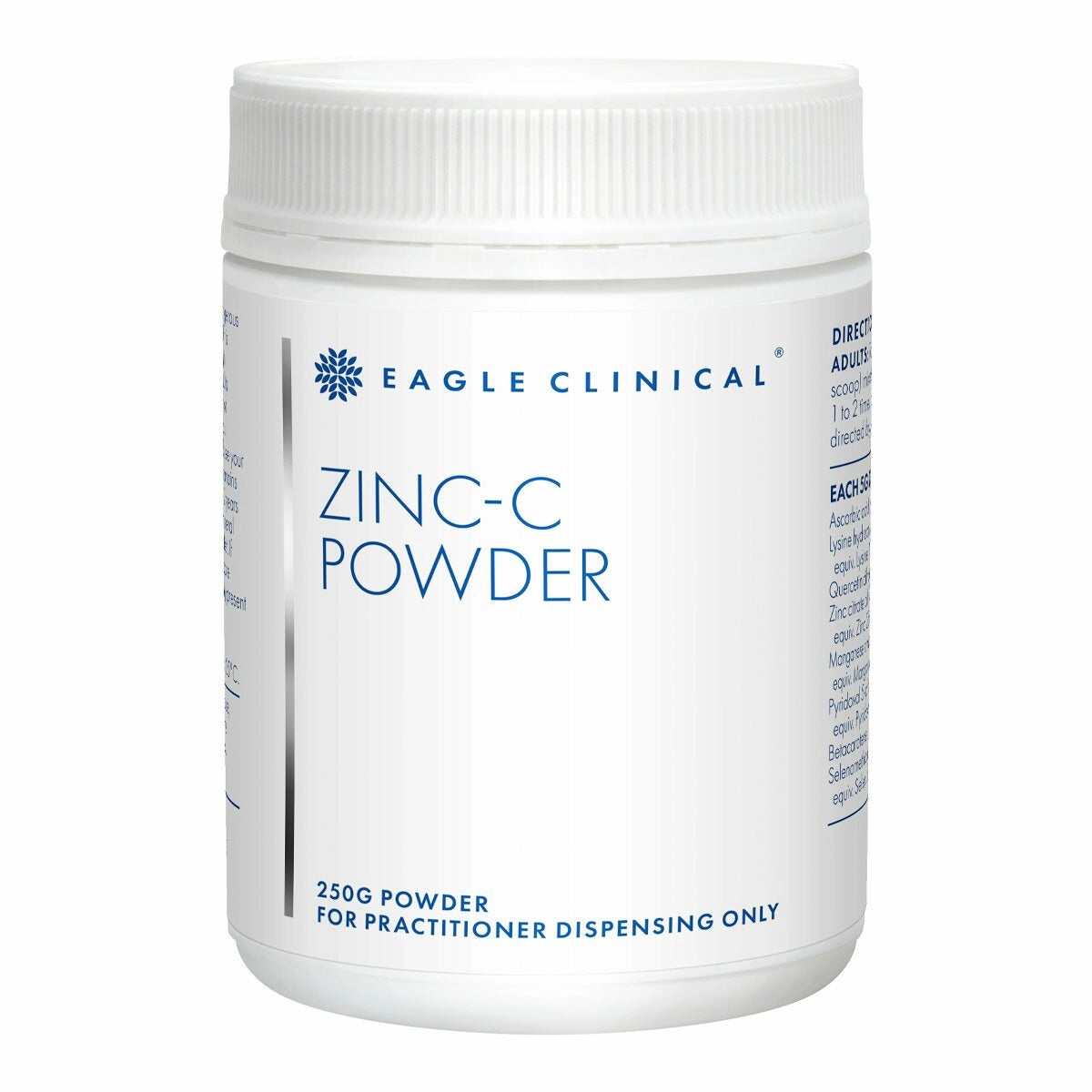 Eagle Clinical Zinc-C Powder 250g Zinc Vitamin C Lysine Quercetin Immune Cold Respiratory Australia Health Potential