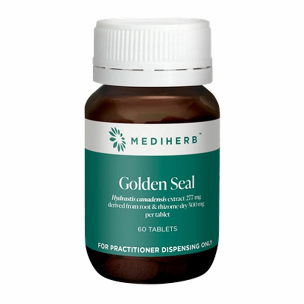 MediHerb Golden Seal 60 Tabs Goldenseal Mucous Membrane Support Digestive Bitters Bile Flow Indigestion Antimicrobial Berberine Australia Health Potential