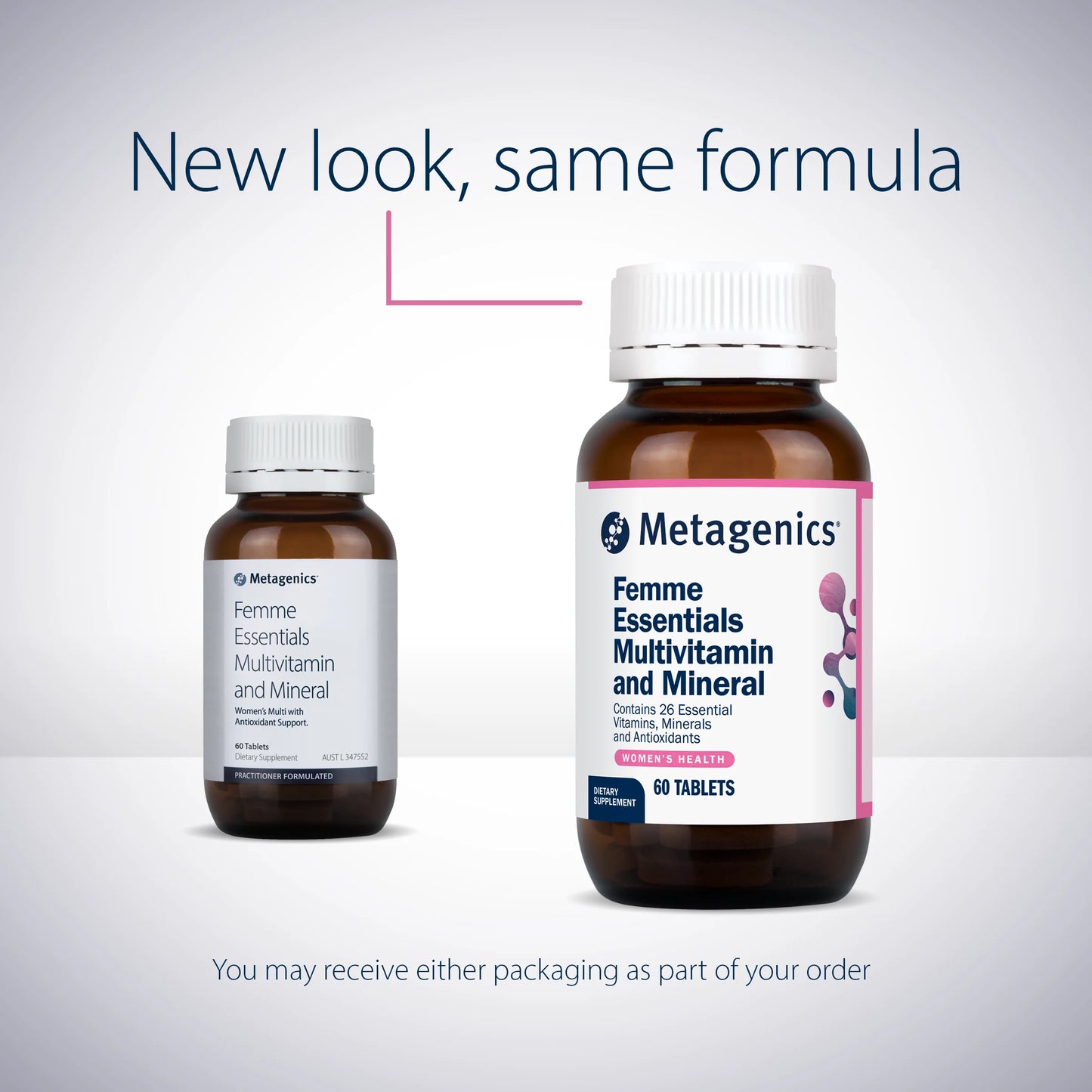 Metagenics Femme Essentials New Look Same Formula Womens Multi Hormone Antioxidant Australia Health Potential