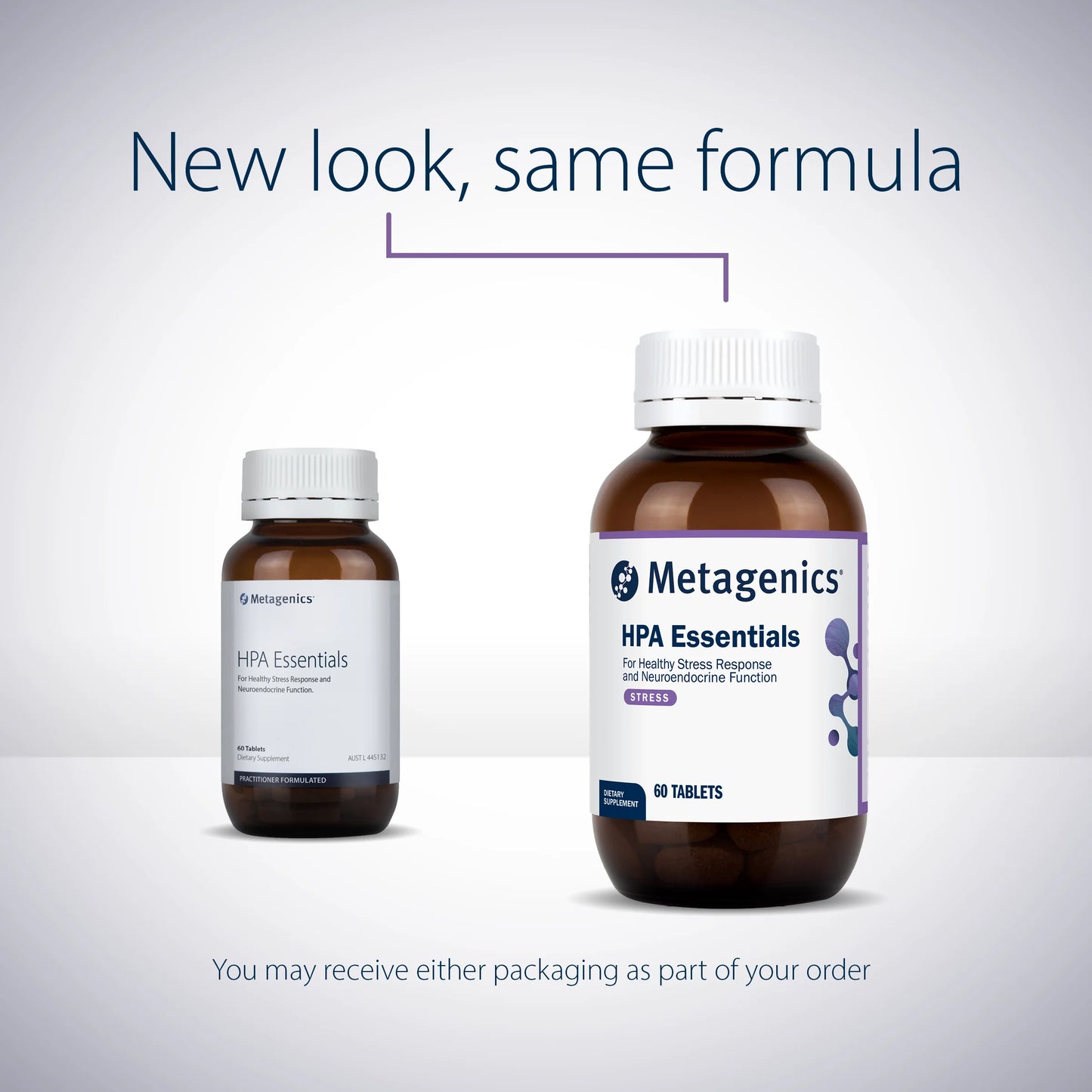 Metagenics HPA Essentials New Look Same Formula Adrenal HPA Stress Cortisol Support Australia Health Potential