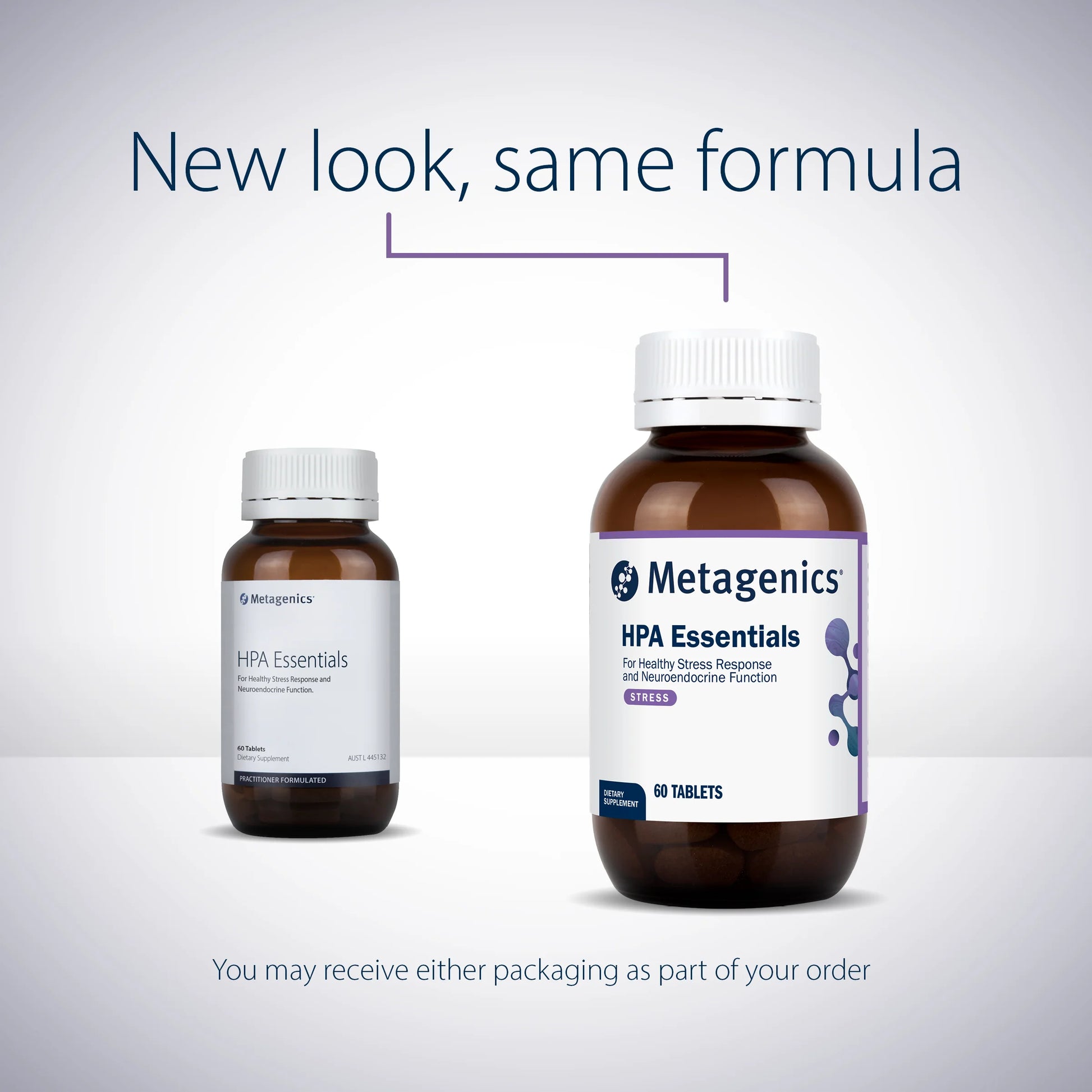 Metagenics HPA Essentials New Look Same Formula Adrenal HPA Stress Cortisol Support Australia Health Potential