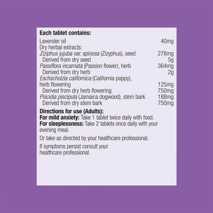 Metagenics NeuroCalm Sleep ingredients panel lavender zizyphus passionflower California poppy Jamaica dogwood sleep GABA Australia Health Potential