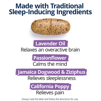 Metagenics NeuroCalm Sleep traditional sleep-inducing ingredients tile lavender relaxes overactive brain passionflower calms mind Jamaica dogwood zizyphus California poppy relieves sleeplessness Australia Health Potential