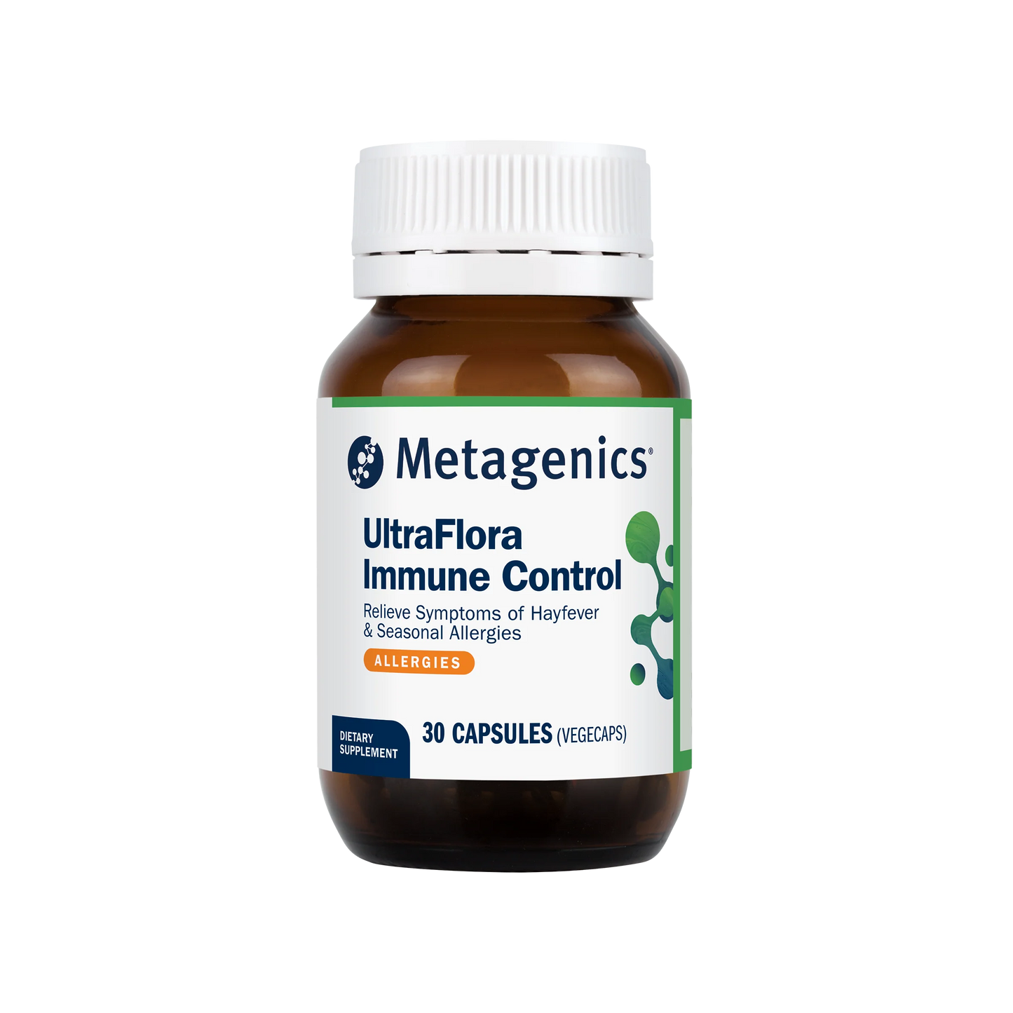 Metagenics UltraFlora Immune Control Probiotic 30 caps LGG LP33 hayfever seasonal allergy immune regulation rhinitis Australia Health Potential