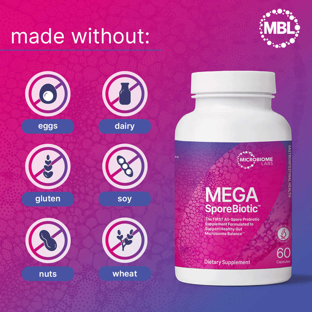 Microbiome Labs MegaSporeBiotic 60 caps Allergen Free Gluten Dairy Soy Free Australia Health Potential