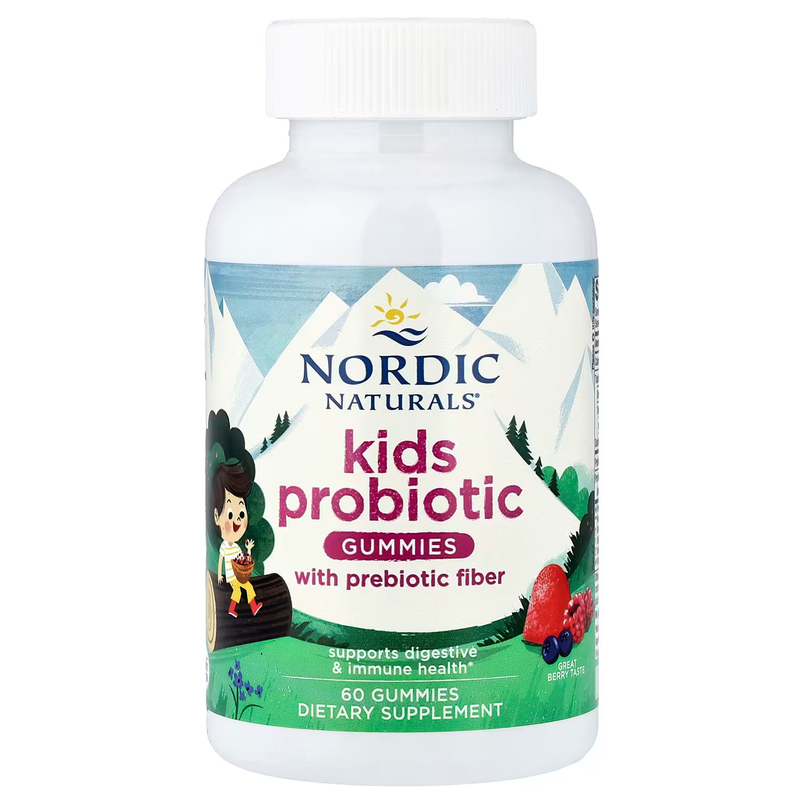 Nordic Naturals Kids Probiotic Gummies 60 gummies Bacillus coagulans prebiotic fibre gut microbiome digestive immune kids ages 3 plus Australia Health Potential