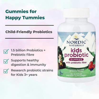 Nordic Naturals Kids Probiotic Gummies lifestyle 3 Bacillus coagulans prebiotic digestive immune intestinal balance kids Australia Health Potential