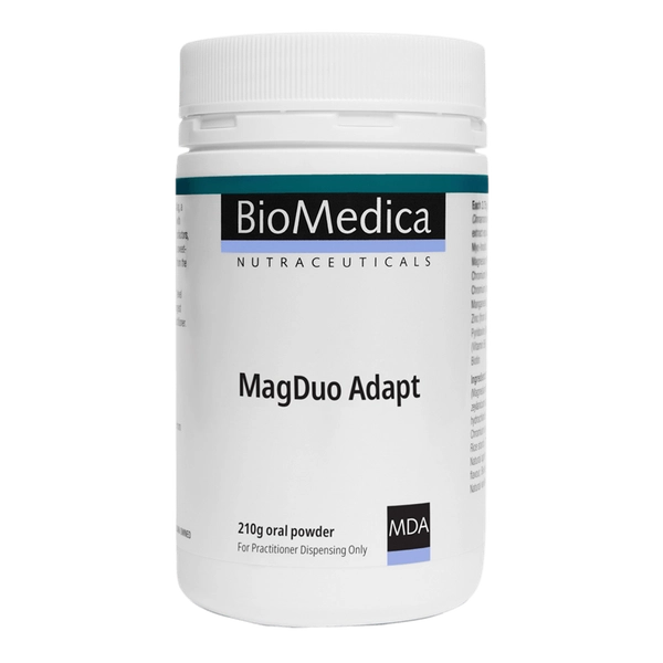 ioMedica MagDuo Adapt 210g Holy Basil Magnesium Taurine Stress Powder Orange Stress Magnesium Muscle Cardiovascular Support Australia Health Potential